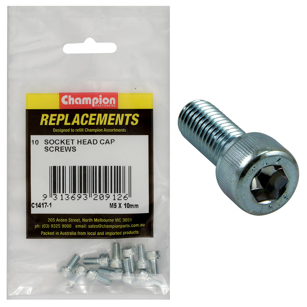 Champion M5 X 10Mm Socket Head Cap Screw-Din912-Gr12.9- 10Pk