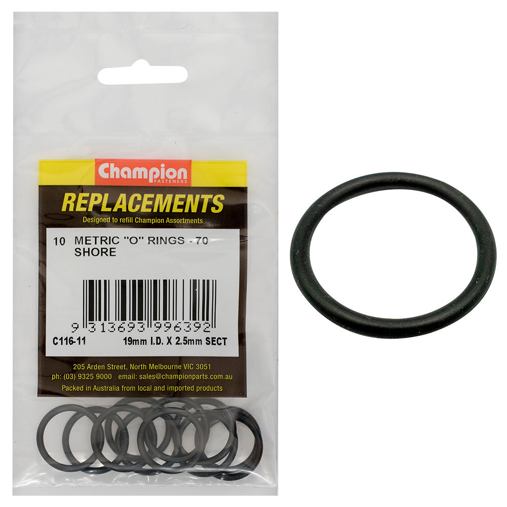 Champion 19Mm (I.D.) X 2.5Mm Metric O-Ring -5Pk