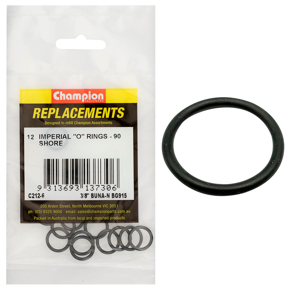 Champion 3/8In(Tube Ref) X.468(I.D) X.078 (Sec.) O-Ring-12Pk