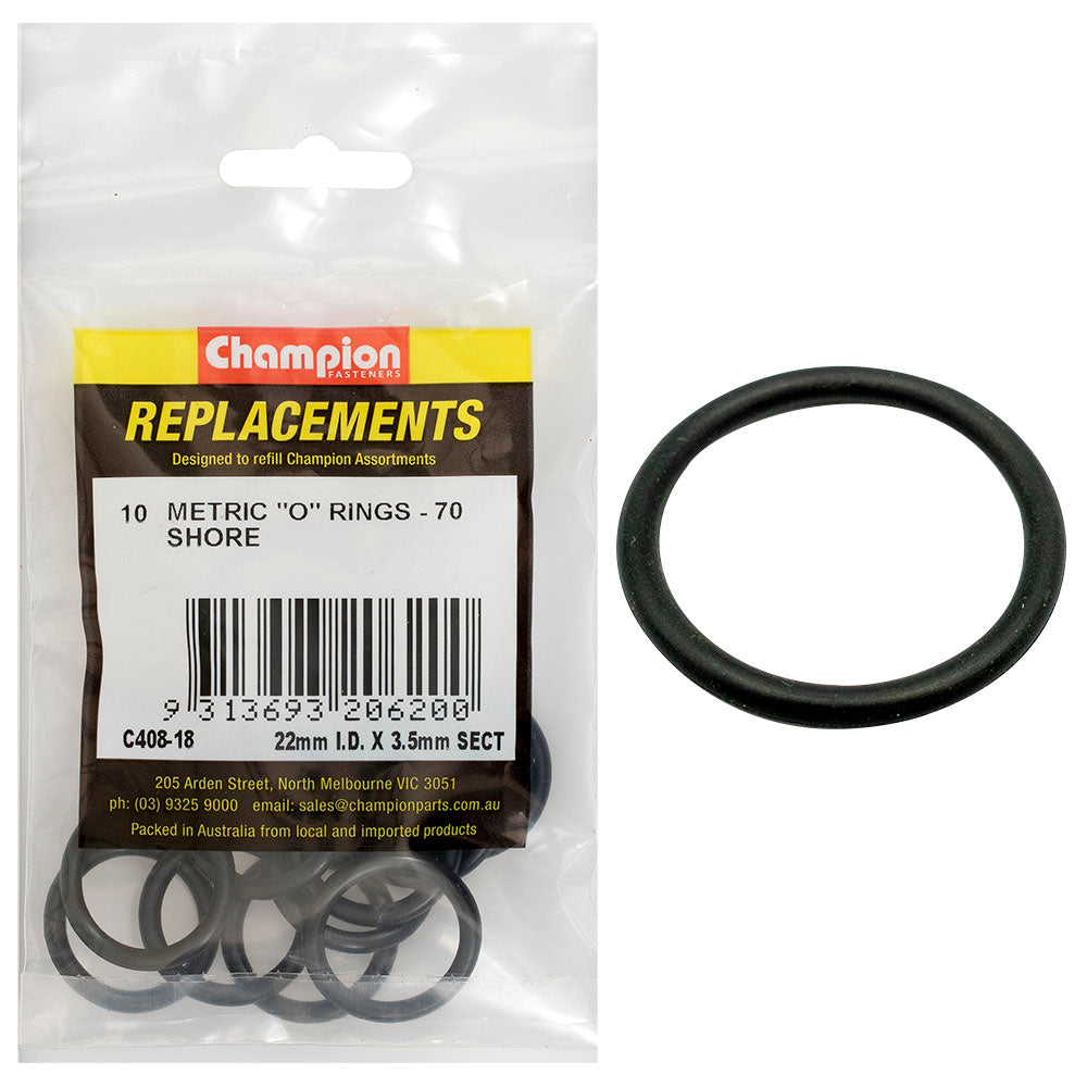 Champion 22Mm (I.D.) X 3.5Mm Metric O-Ring -10Pk