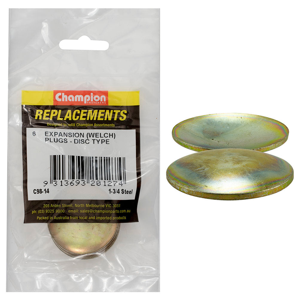 Champion 1-3/4In Expansion (Frost) Plug-Lens/Disc Type - 6Pk