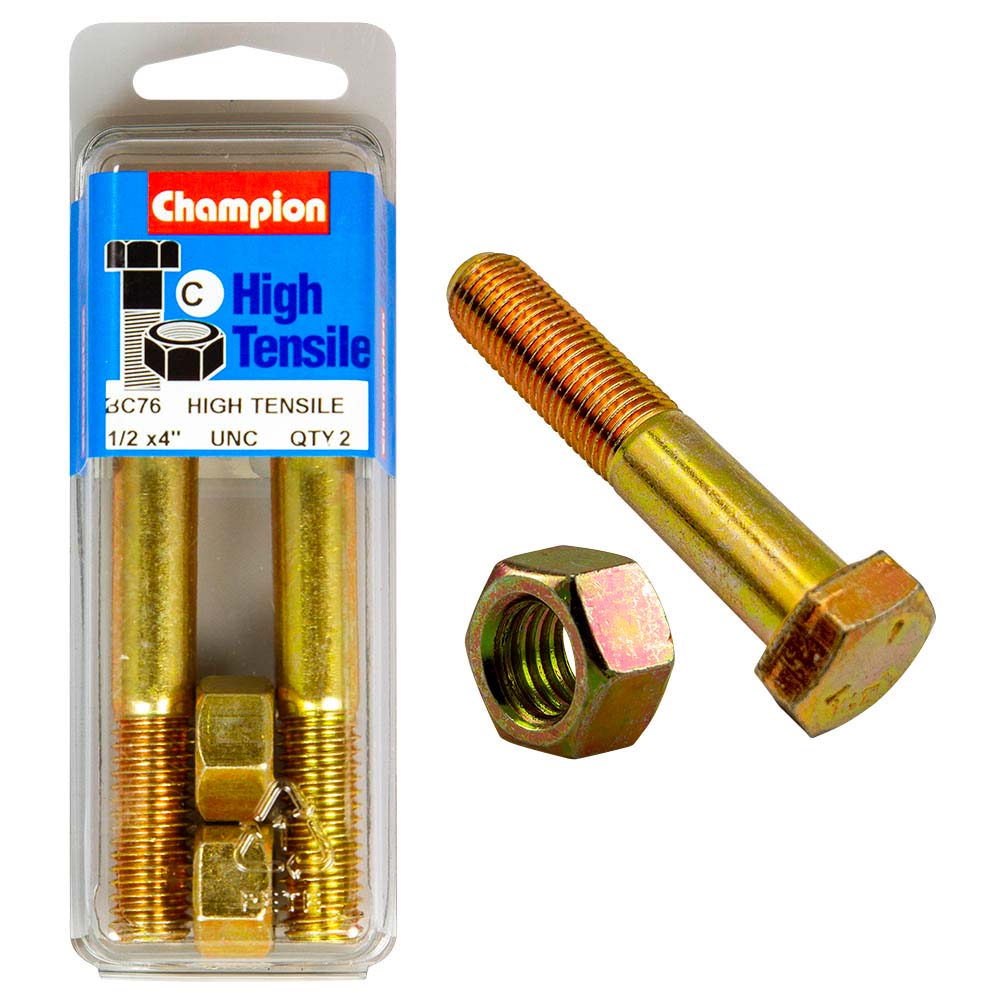 Champion 4In X 1/2In Bolt And Nut (C) - Gr5