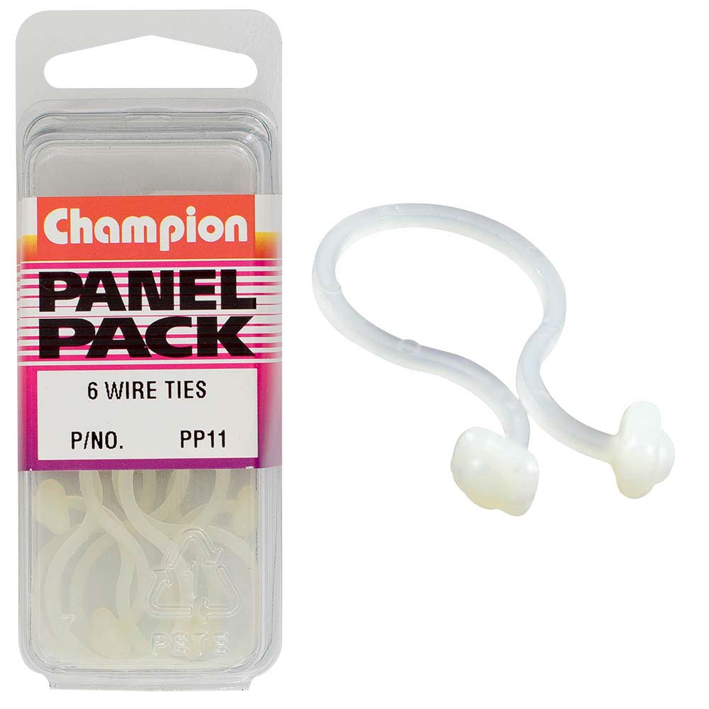 Champion Universal Plastic Wire Tie White -6Pk