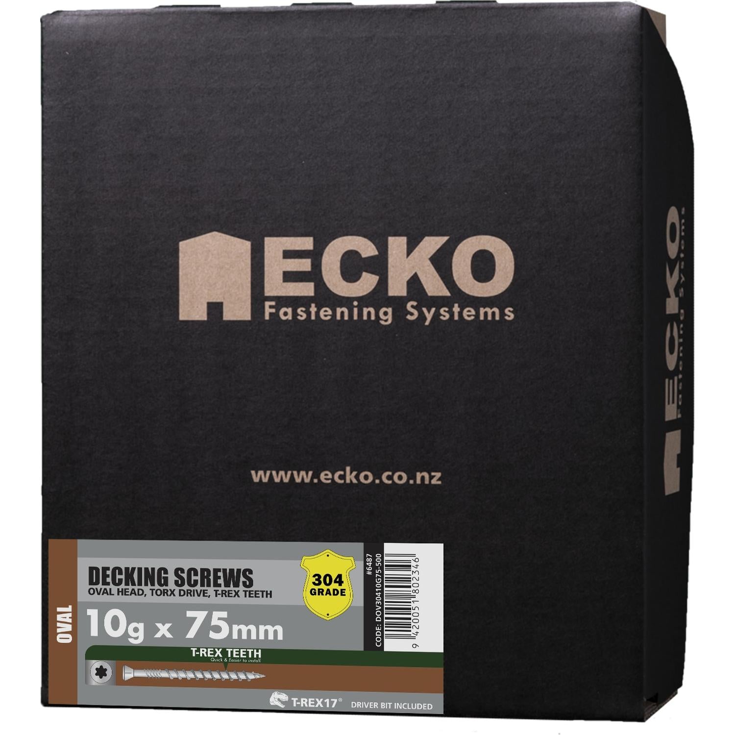 Ecko T-Rex17 10G X 75Mm Oval Head Decking Screws (500 Box)