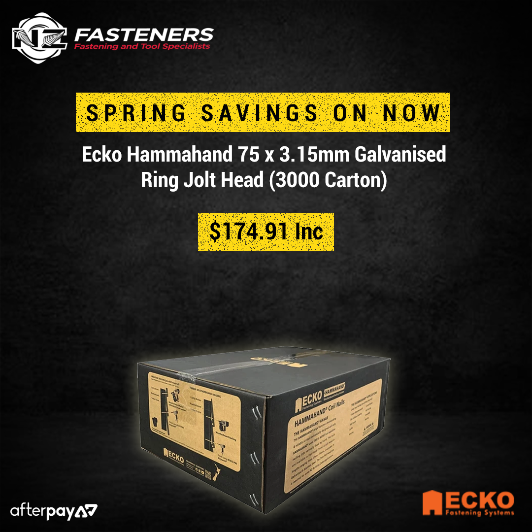 Ecko Hammahand 75 X 3.15Mm Galvanised Ring Jolt Head (3000 Carton)