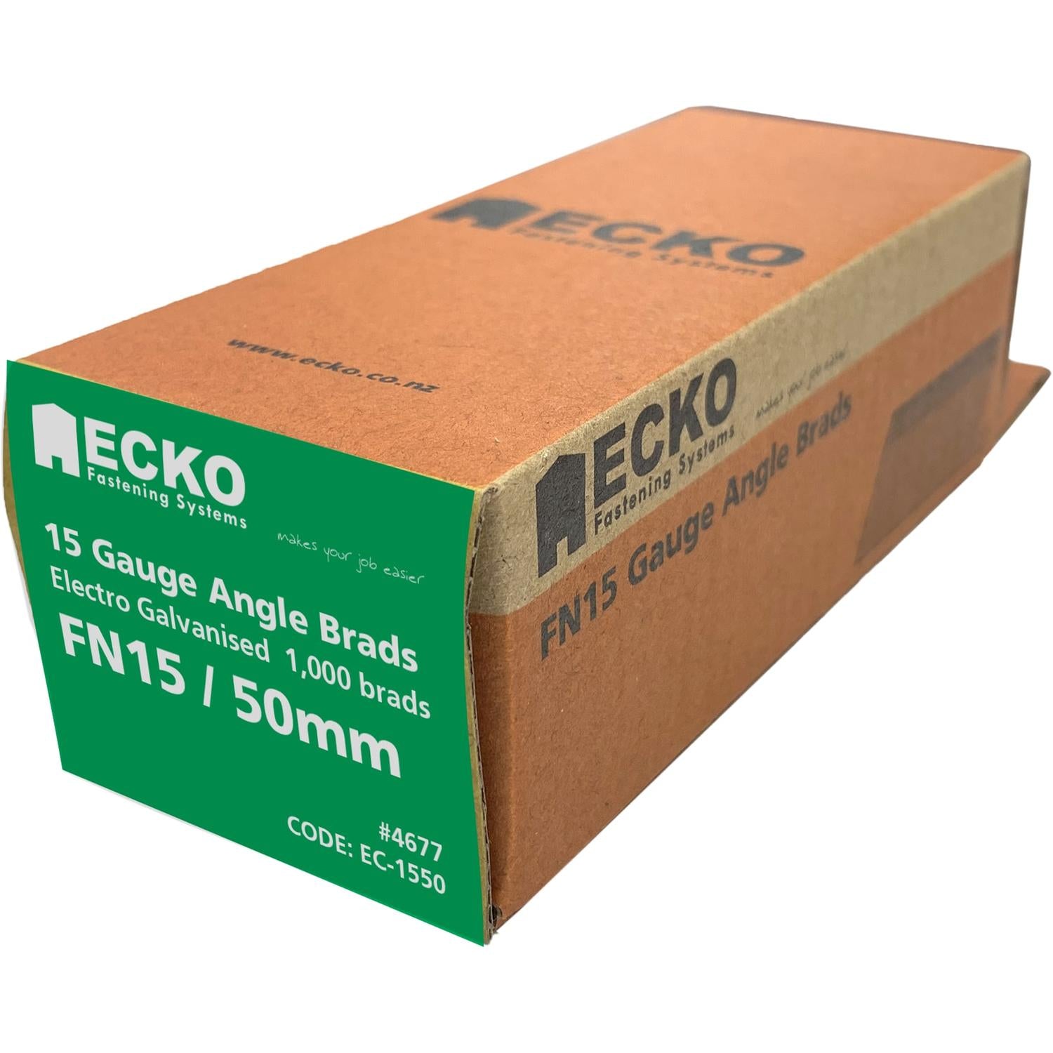 Ecko 15G X 50Mm Angle Brads Electro Galvanised (1000 Box)