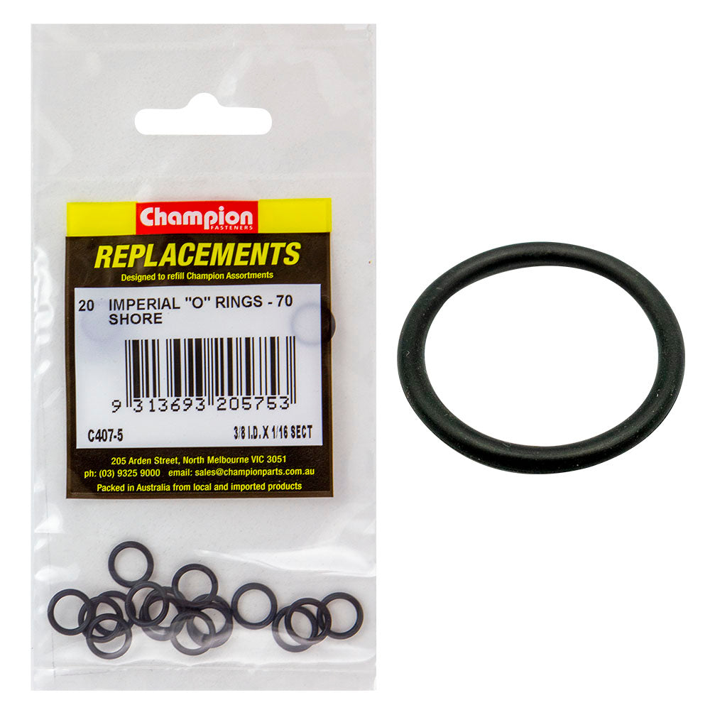 Champion 3/8In (I.D.) X 1/16In Imperial O-Ring -20Pk