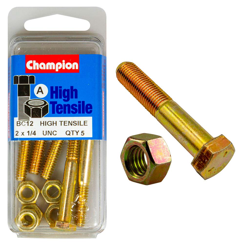 Champion 2In X 1/4In Bolt And Nut (A) - Gr5