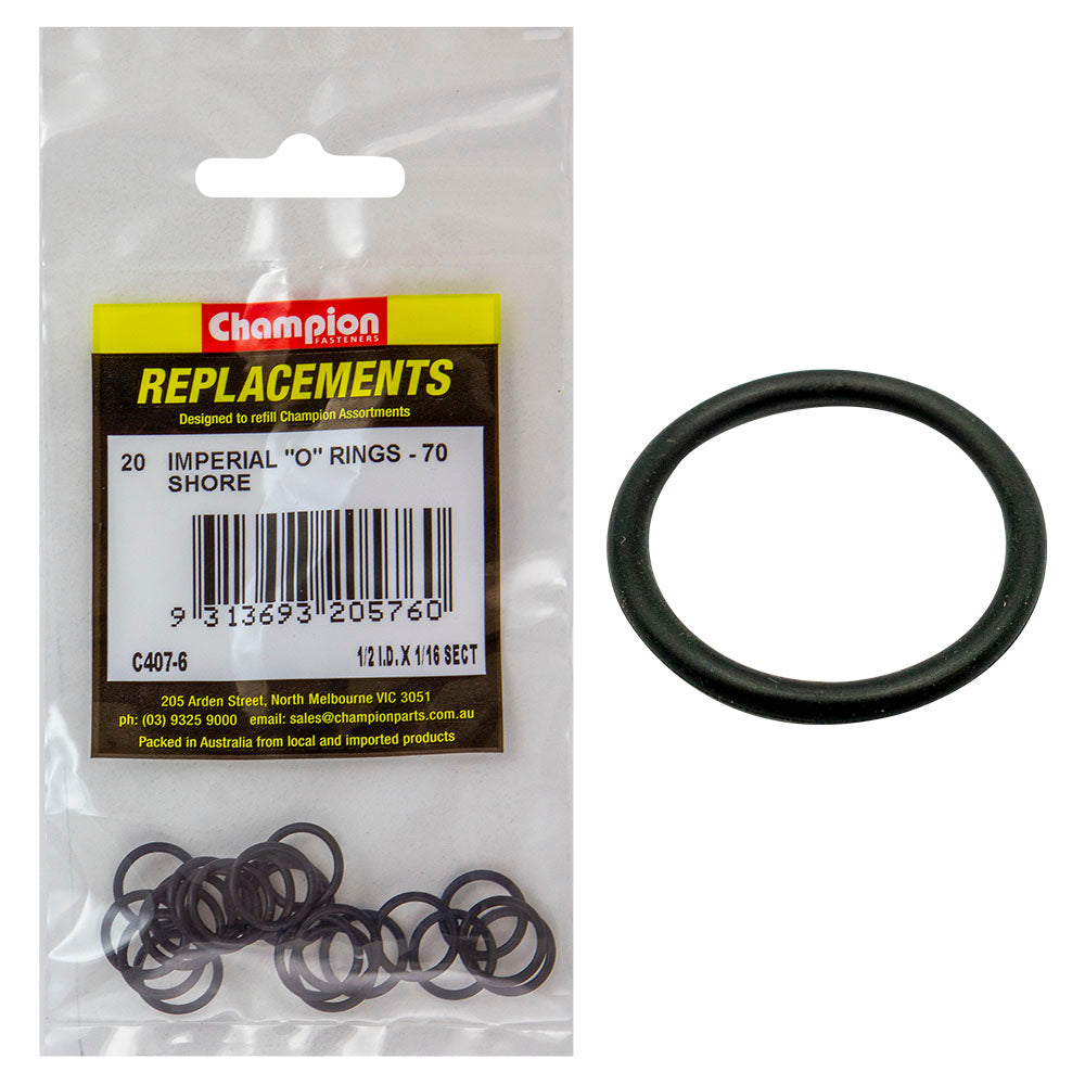 Champion 1/2In (I.D.) X 1/16In Imperial O-Ring -20Pk