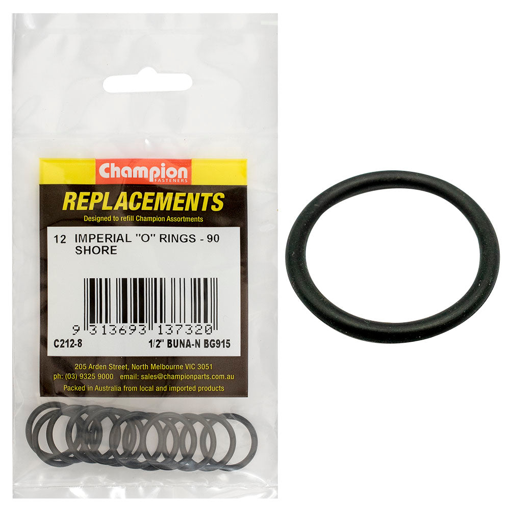 Champion 1/2In (Tube Ref)X.644 (I.D)X.087 (Sec.) O-Ring-12Pk