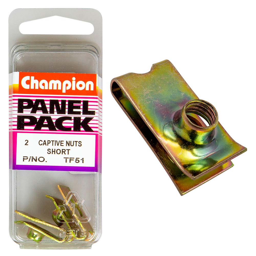 Champion Short Captive Nut M6 X 1.00Mm - 2Pk