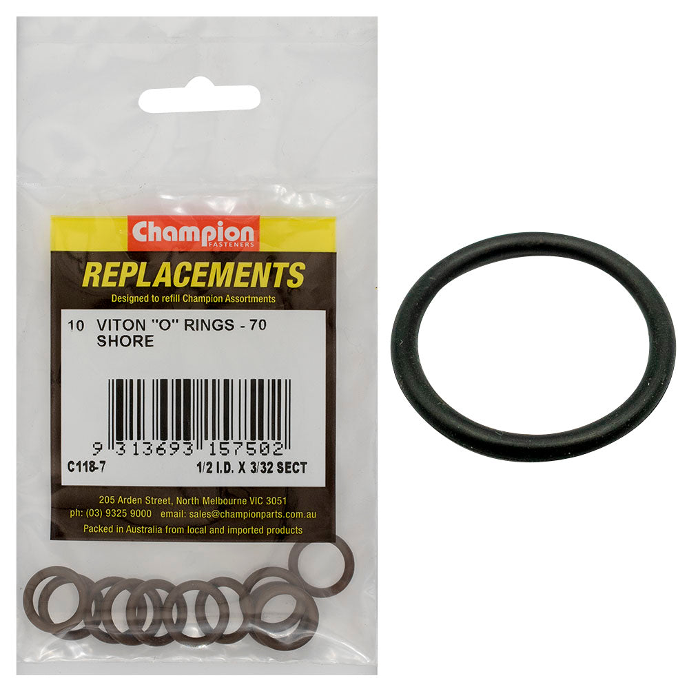 Champion 1/2In (I.D.) X 3/32In Imperial Viton O-Ring -10Pk