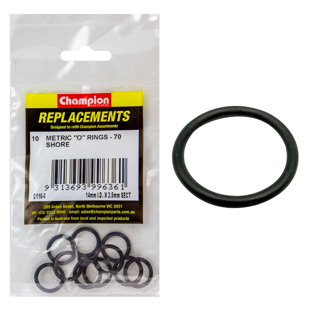 Champion 14Mm (I.D.) X 2.5Mm Metric O-Ring -10Pk