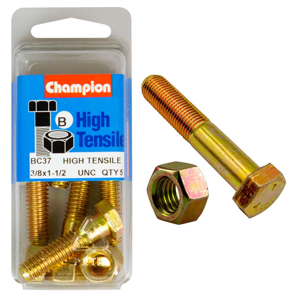 Champion 1-1/2In X 3/8In Bolt & Nut (B) - Gr5