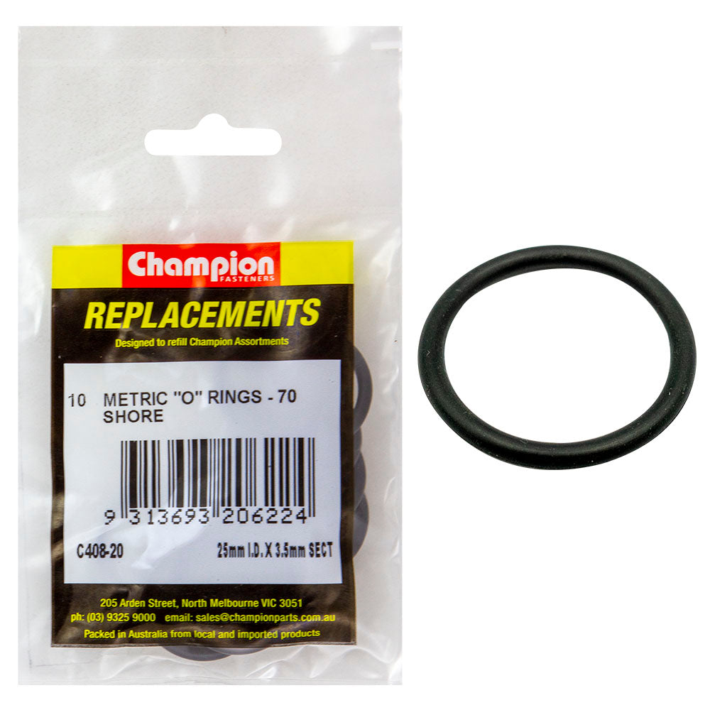 Champion 25Mm (I.D.) X 3.5Mm Metric O-Ring -10Pk