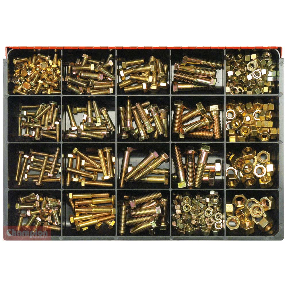 Champion Master Kit  370Pc Unc Bolt  Set Screw & Nut Asst