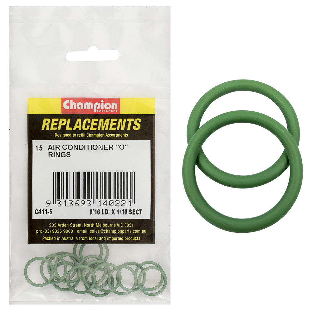 Champion 9/16In (I.D) X 1/16In Air Cond. (Hmbr) O-Rings-15Pk