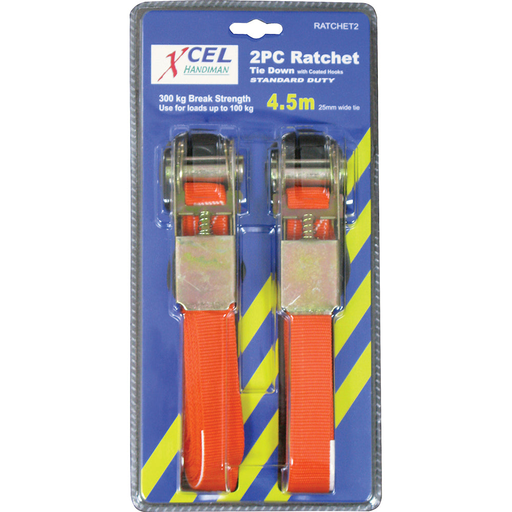 Xcel 4.5M Ratchet Tie Down 2Pc