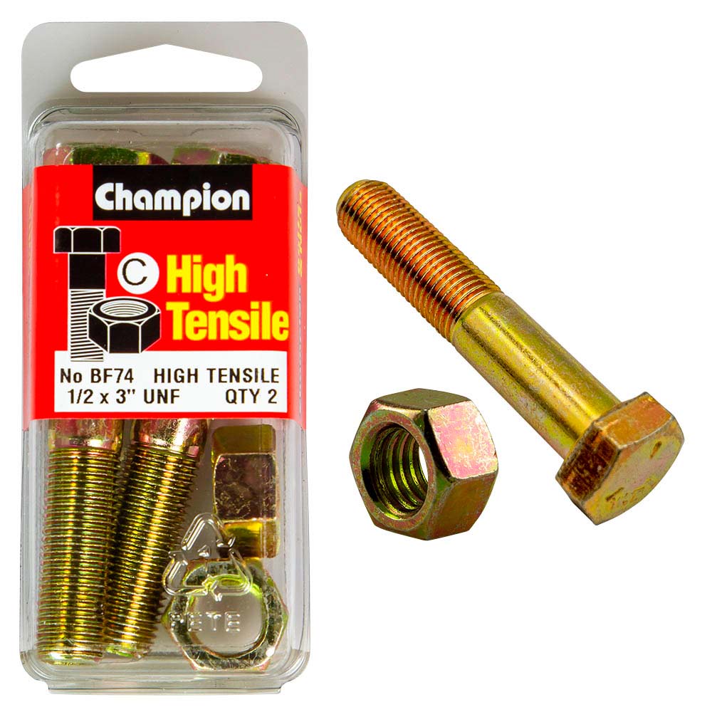 Champion 3In X 1/2In Bolt And Nut (C) - Gr5