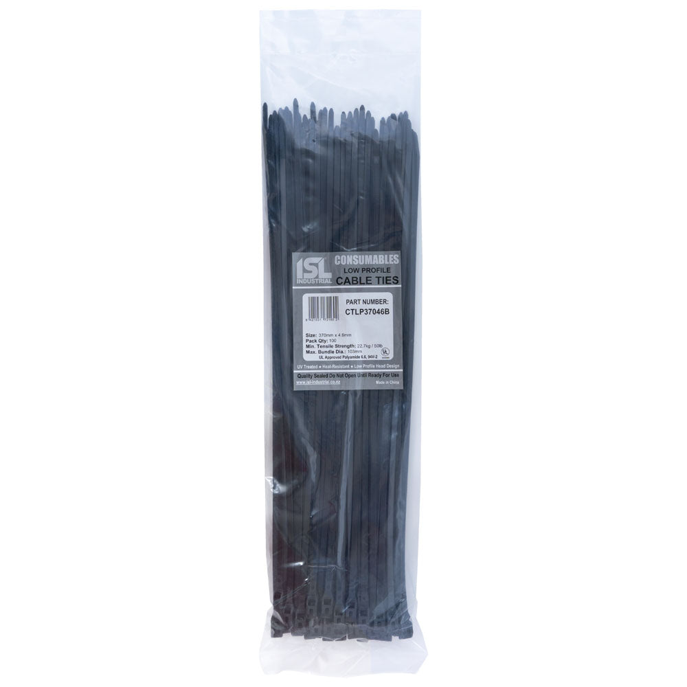Isl 370X4.6Mm Low Profile Cable Tie - Uv Blk - 100Pk