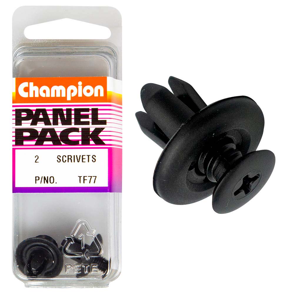 Champion Scrivet Clip Black 17Mm Hd X 10Mm -2Pk