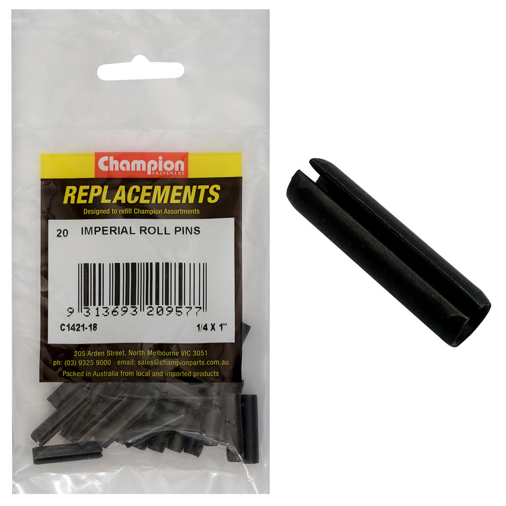 Champion 1/4In X 1In Roll Pin -20Pk