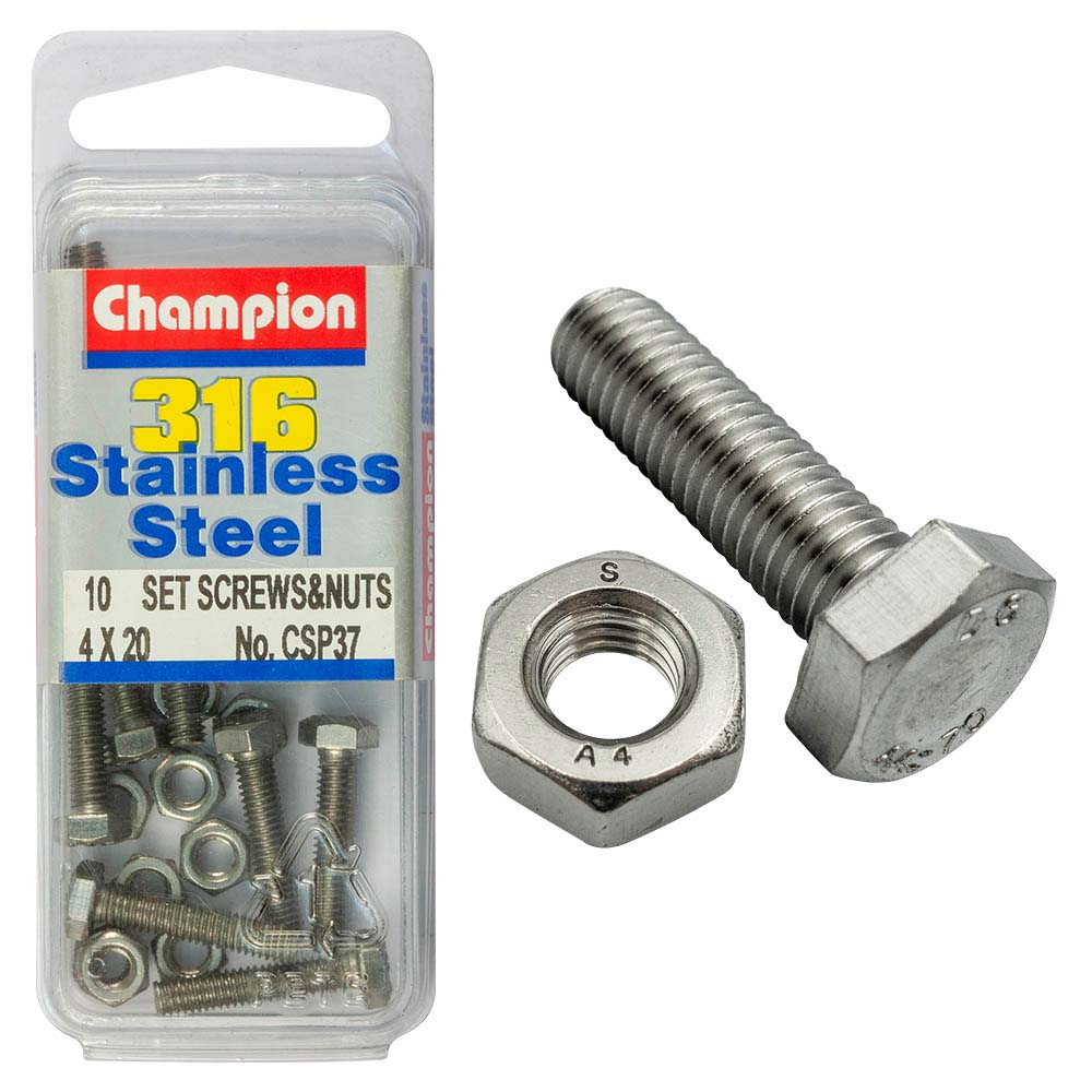 Champion 5/16UNC x 1in Set Screws/Nuts - Mini Jar -25pk