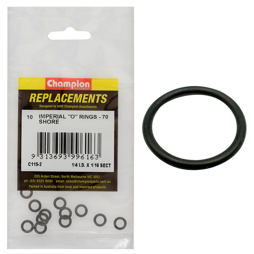 Champion 1/4In (I.D.) X 1/16In Imperial O-Ring -10Pk