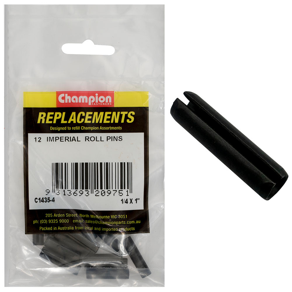 Champion 1/4In X 1In Roll Pin -12Pk