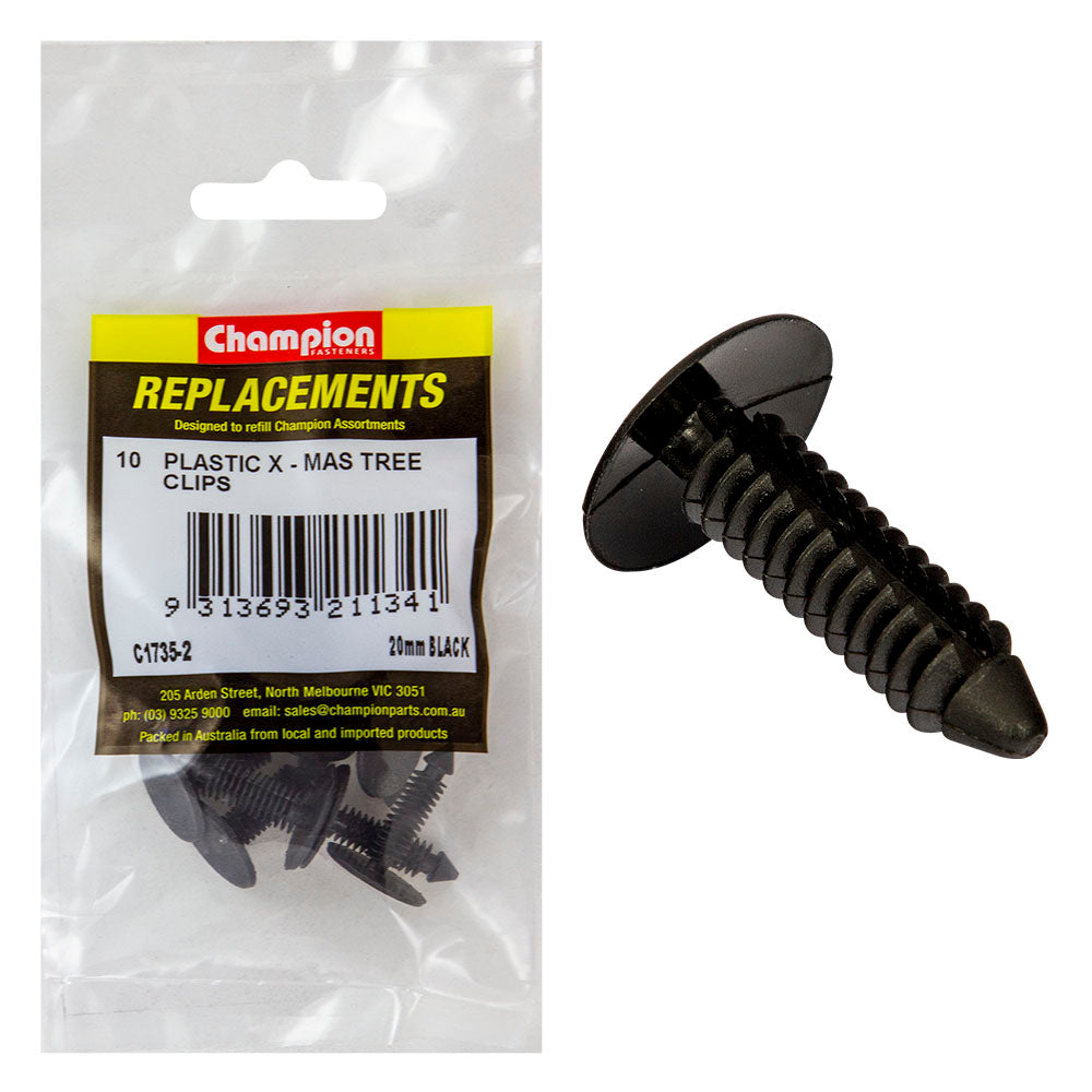 Champion Xmas Tree Clip Black 20Mm Head X 27Mm -10Pk