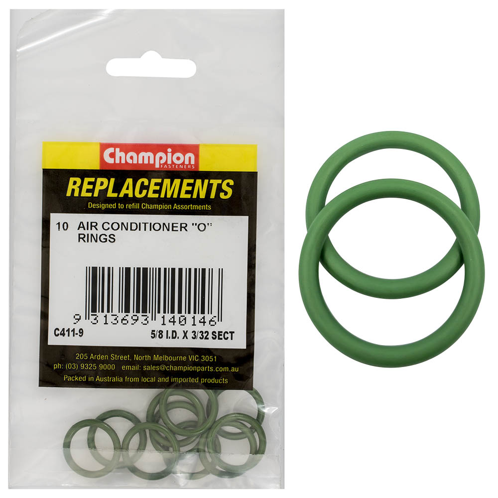 Champion 5/8In (I.D.) X 3/32In Air Cond. (Hmbr) O-Rings-10Pk