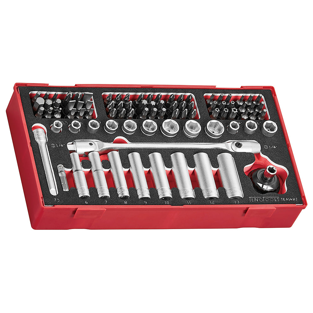Teng 87Pc 1/4In Dr. Socket & Bits Set (Eva) - Tea-Tray