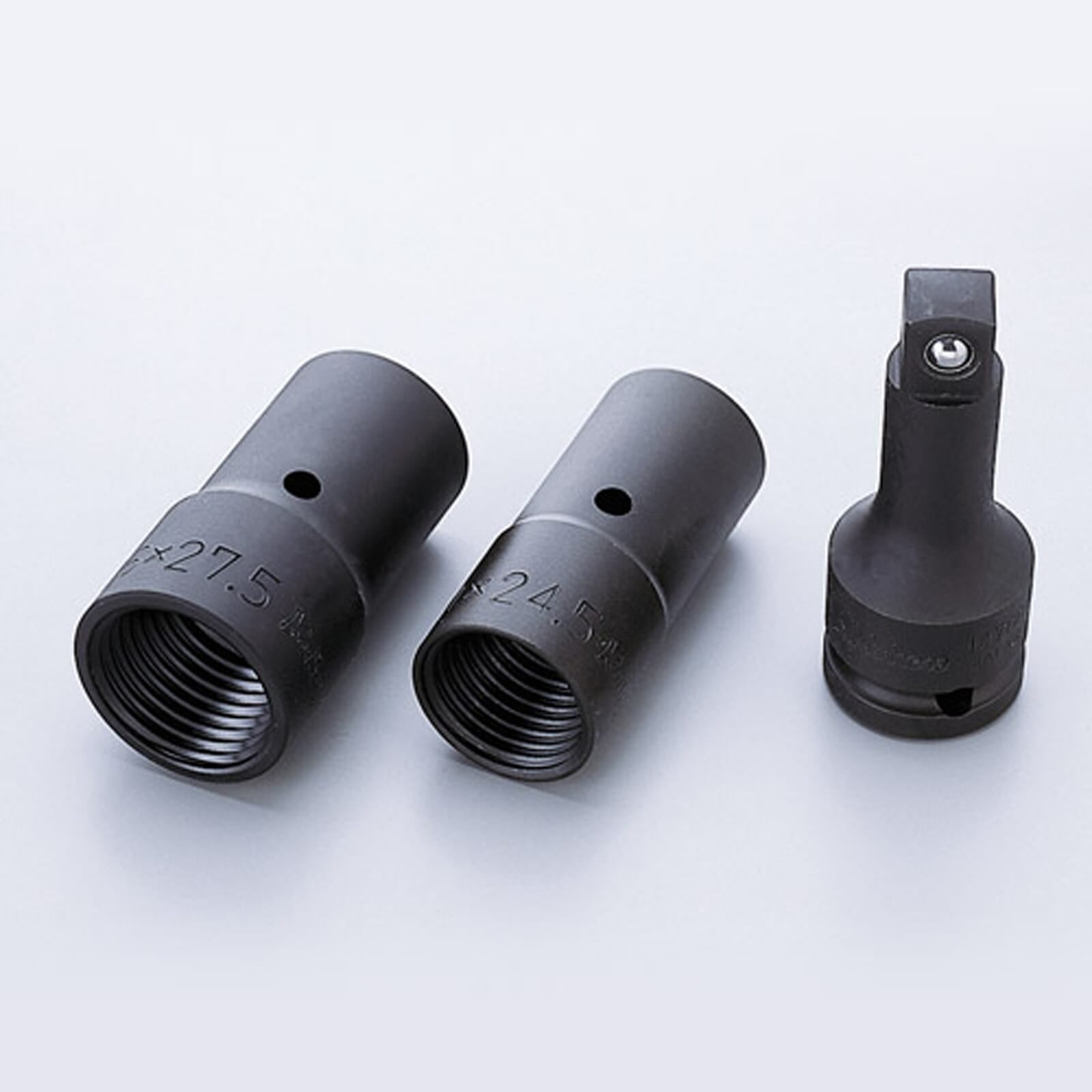 Koken 14124 Impact Locknut Buster Set, 1/2"Dr 3pc Double Ended 21mm/24.5mm - 26mm/27.5mm, 75mm Extension