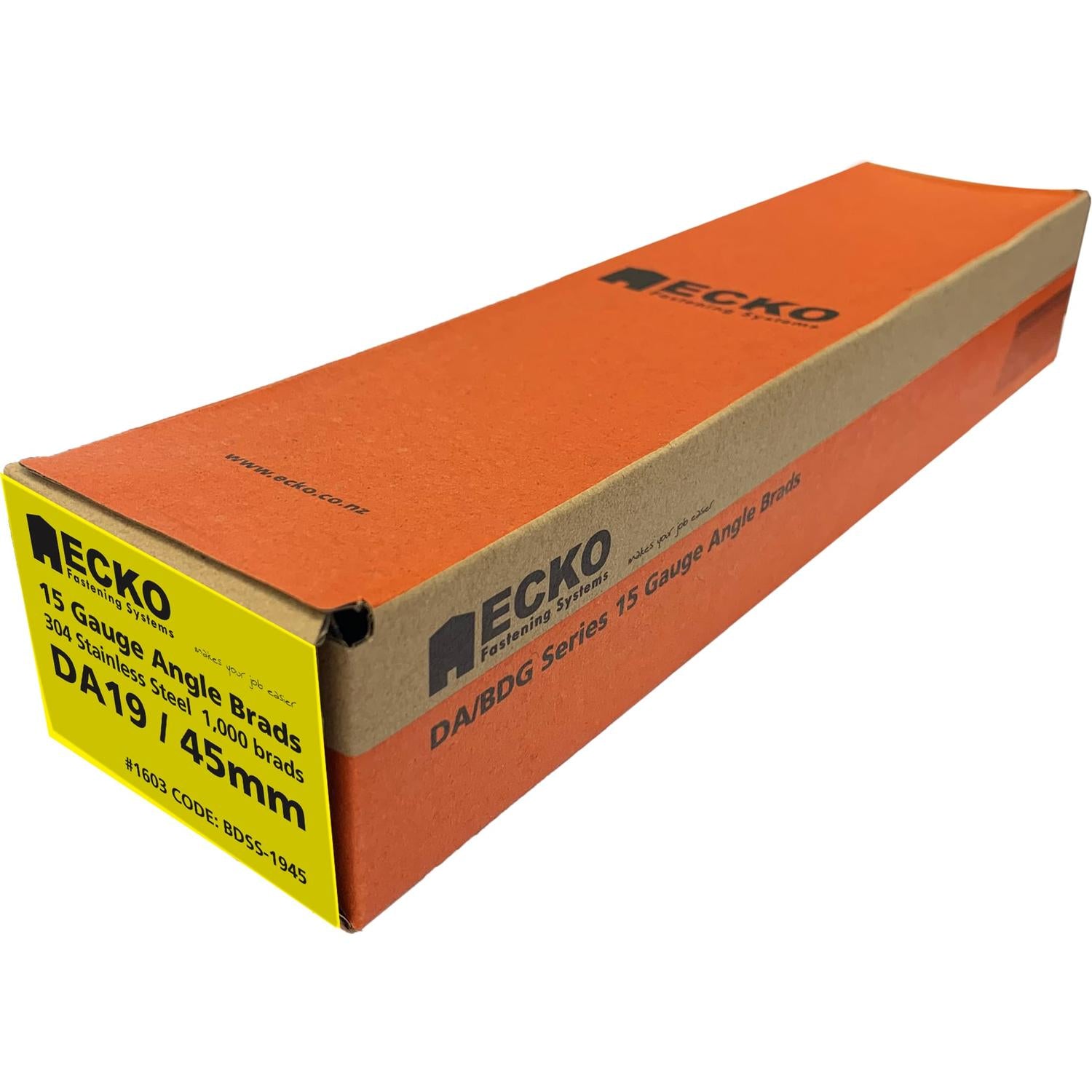 Ecko 15G 45mm 34° Angle Brad 304 S/Steel DA19 (1000 Box)