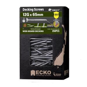 Ecko T-REX17® 12g x 65mm Wide-Board Decking Screw Bugle Head – 304 S/Steel (250 Box)