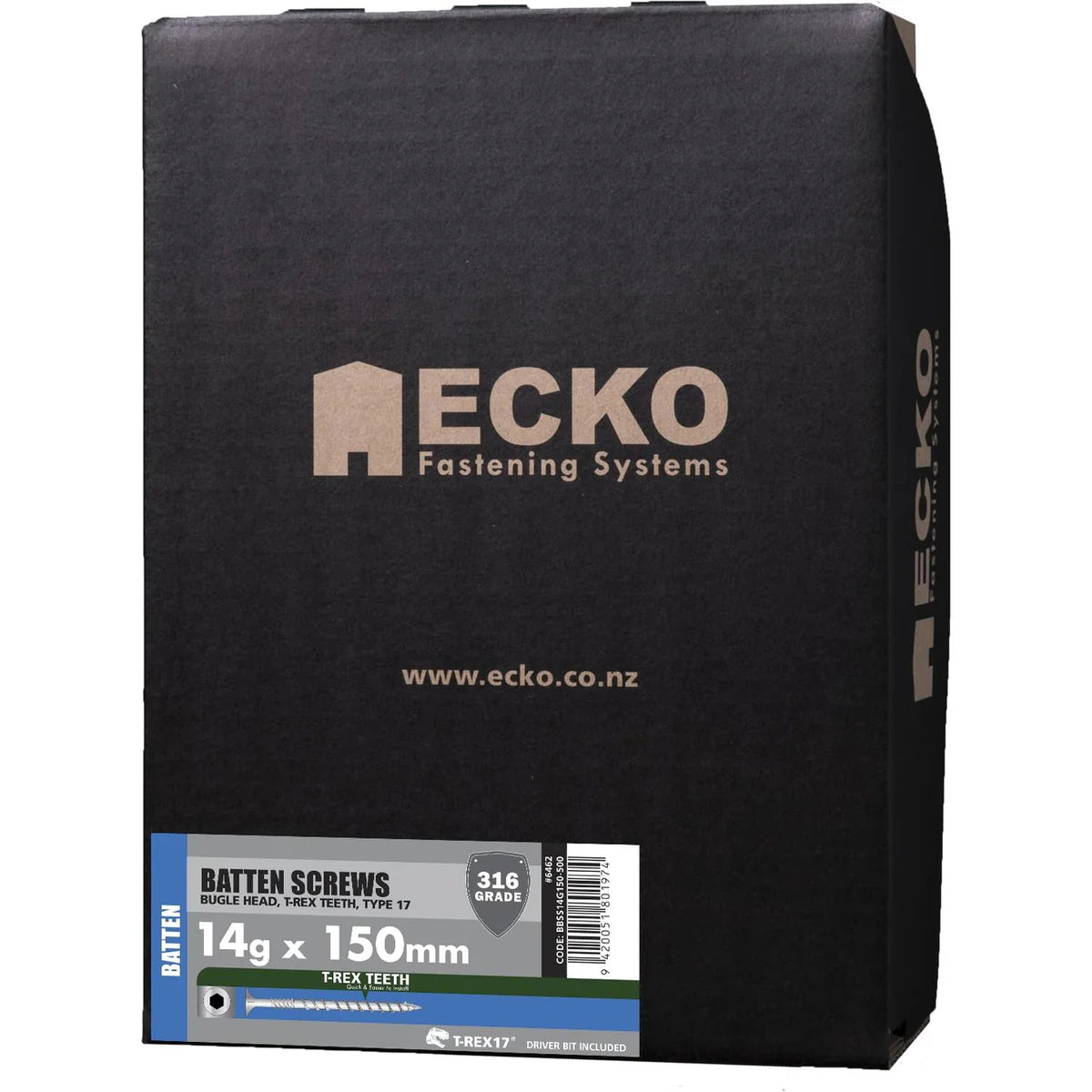 Ecko T-Rex 14Gx150Mm Bugle Screws Stainless 316 (250 Box)