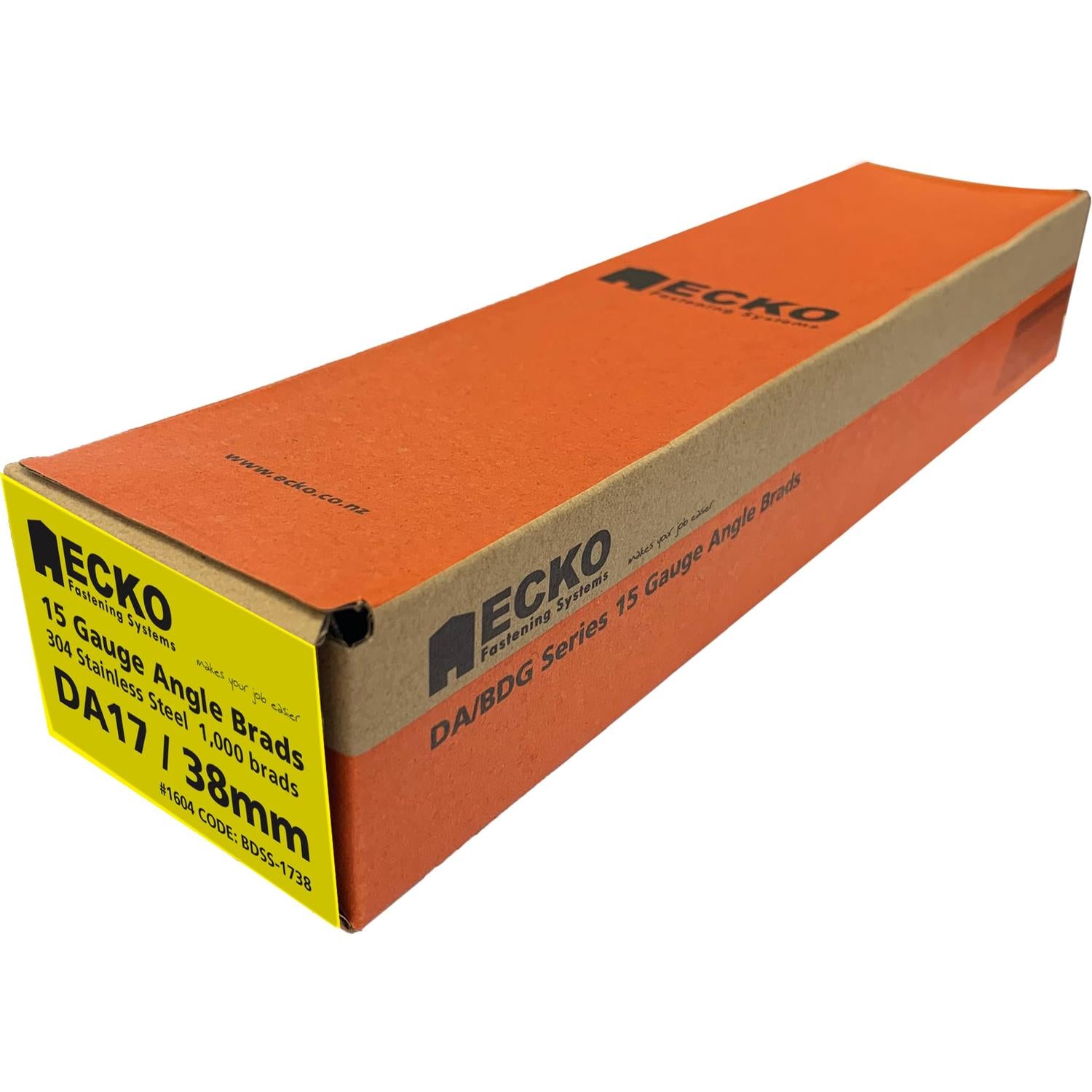Ecko 15G 38mm 34° Angle Brad 304 S/Steel DA17 (1000 Box)