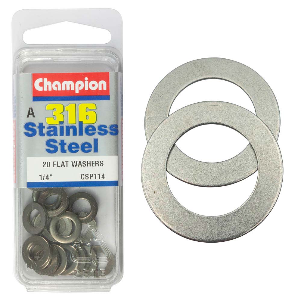 Champion 1/4in Flat Washer - 316/A4 (A)