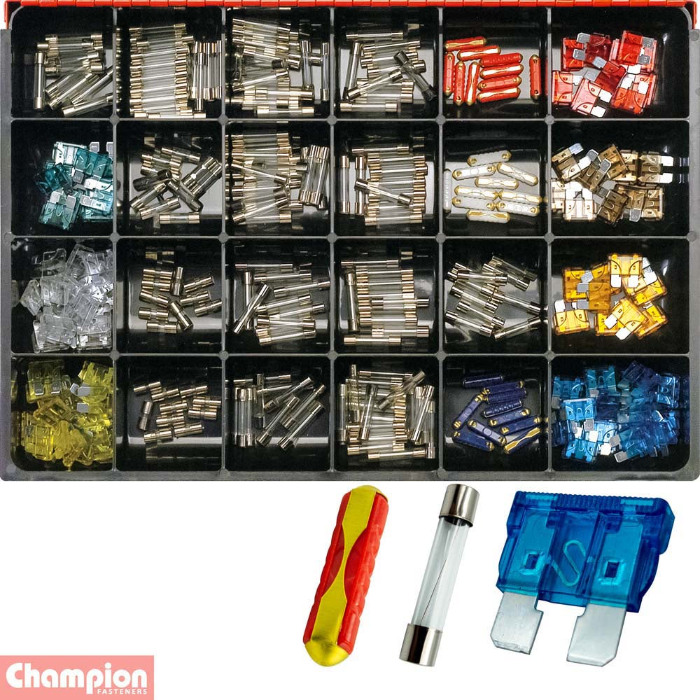 Champion Master Kit 300pc Auto Fuse Asst- Glass, Std Blade