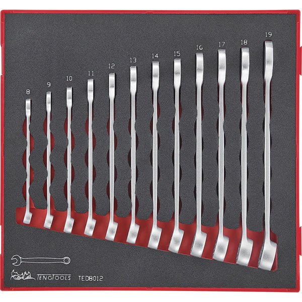 Teng 12Pc Anti-Slip Comb. Spanner Set 8-19Mm - Ted-Tray