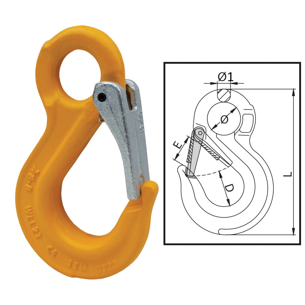 ITM G80 Components Eye Sling Hook w/ Safety Latch 16mm Chain