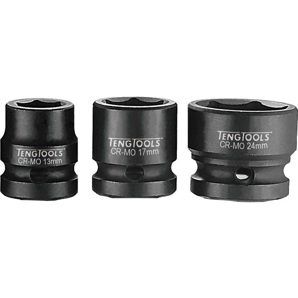 Teng 1/2In Dr. Stubby Impact Socket 24Mm Din