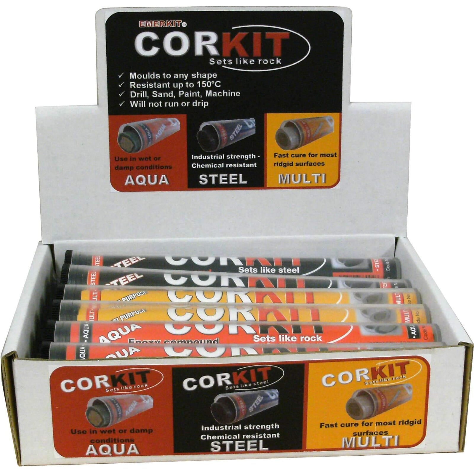Emerkit Corkit Epoxy Putty - Display Box Assorted (4 Of Each Type) 12Pce