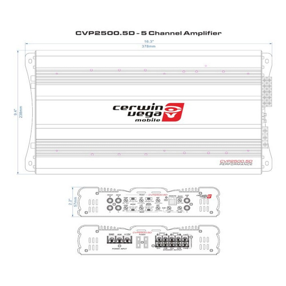 Cerwin Vega Amplifier Cvp Series 5 Ch 65W Rms X 4 + 185W Rms @ 4Ohm / 85W Rms X 4 + 300W Rms @ 2Ohm