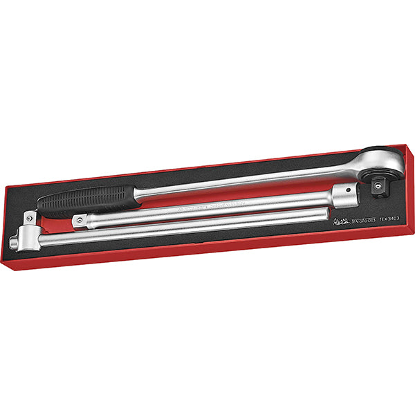 Teng 3Pc 3/4In Dr. Ratchet & Accessory Set -Tex-Tray