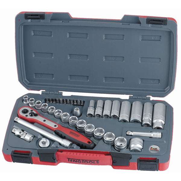 Teng 39Pc 3/8In Dr. Metric Reg/Deep Socket Set