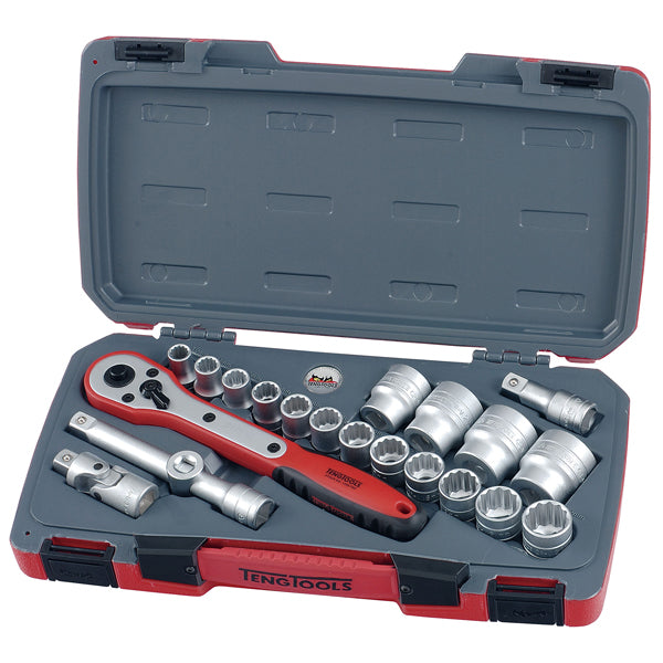 Teng 21Pc 1/2In Dr. Metric Reg. Socket Set 12Pnt