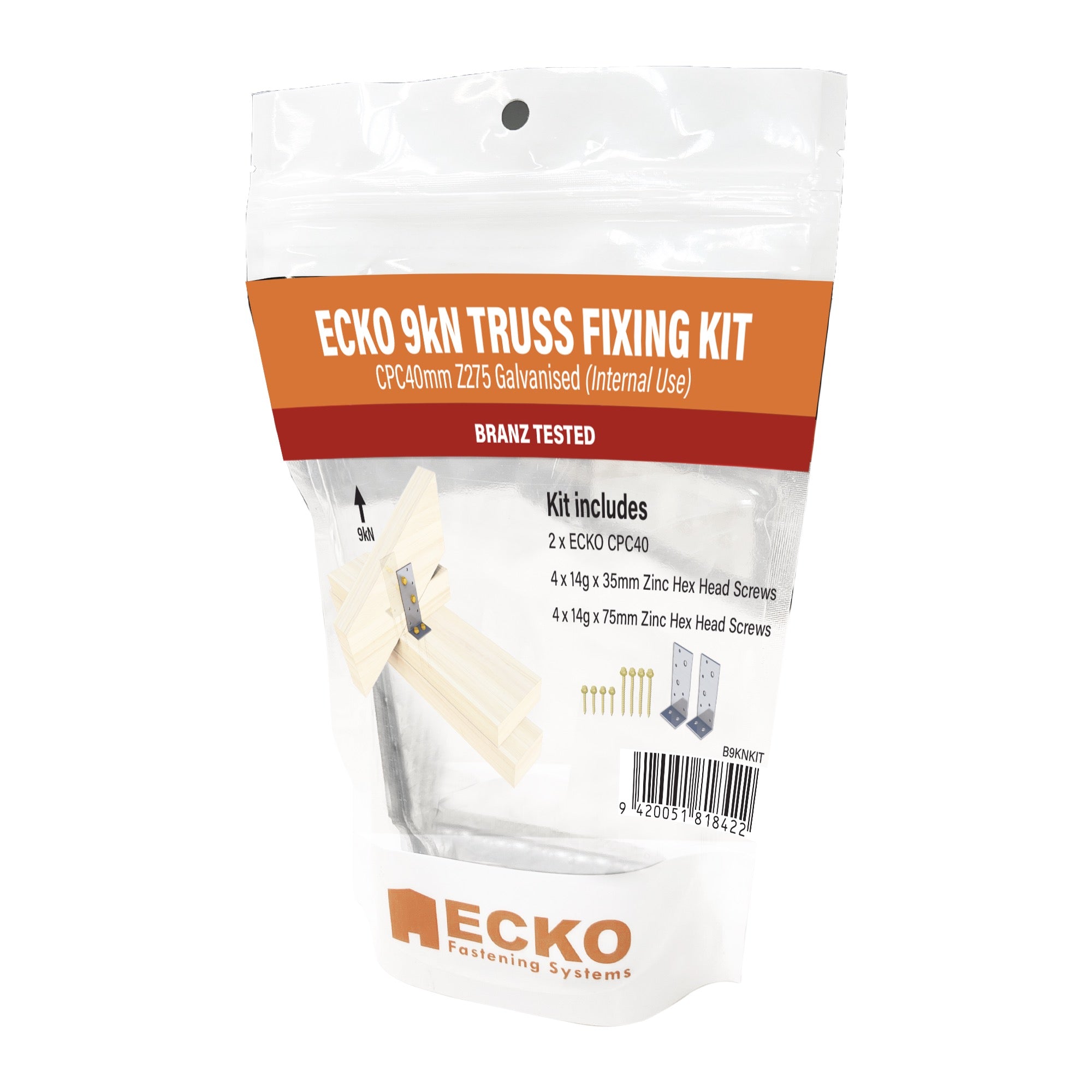 Ecko Concealed Purlin Cleat Truss Fixings 40mm (10 Pack)