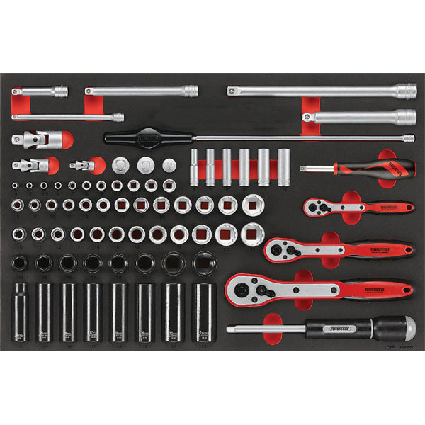 Teng 77pc 1/4,3/8 & 1/2in Dr. Metric Skt & Acc Set (EVA)