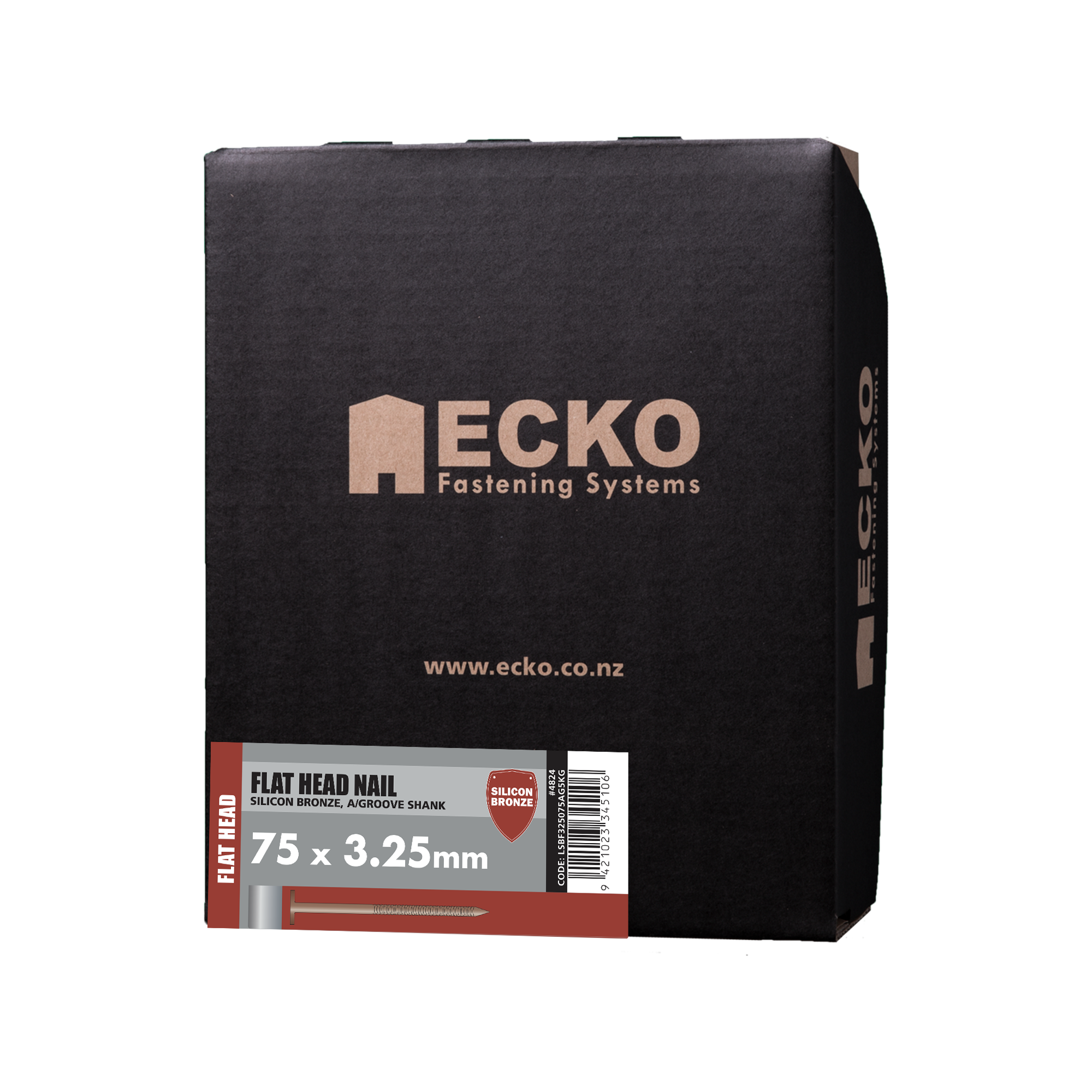 Ecko  75 x 3.25mm Silicon Bronze Flat Head Annular Grooved 5kg